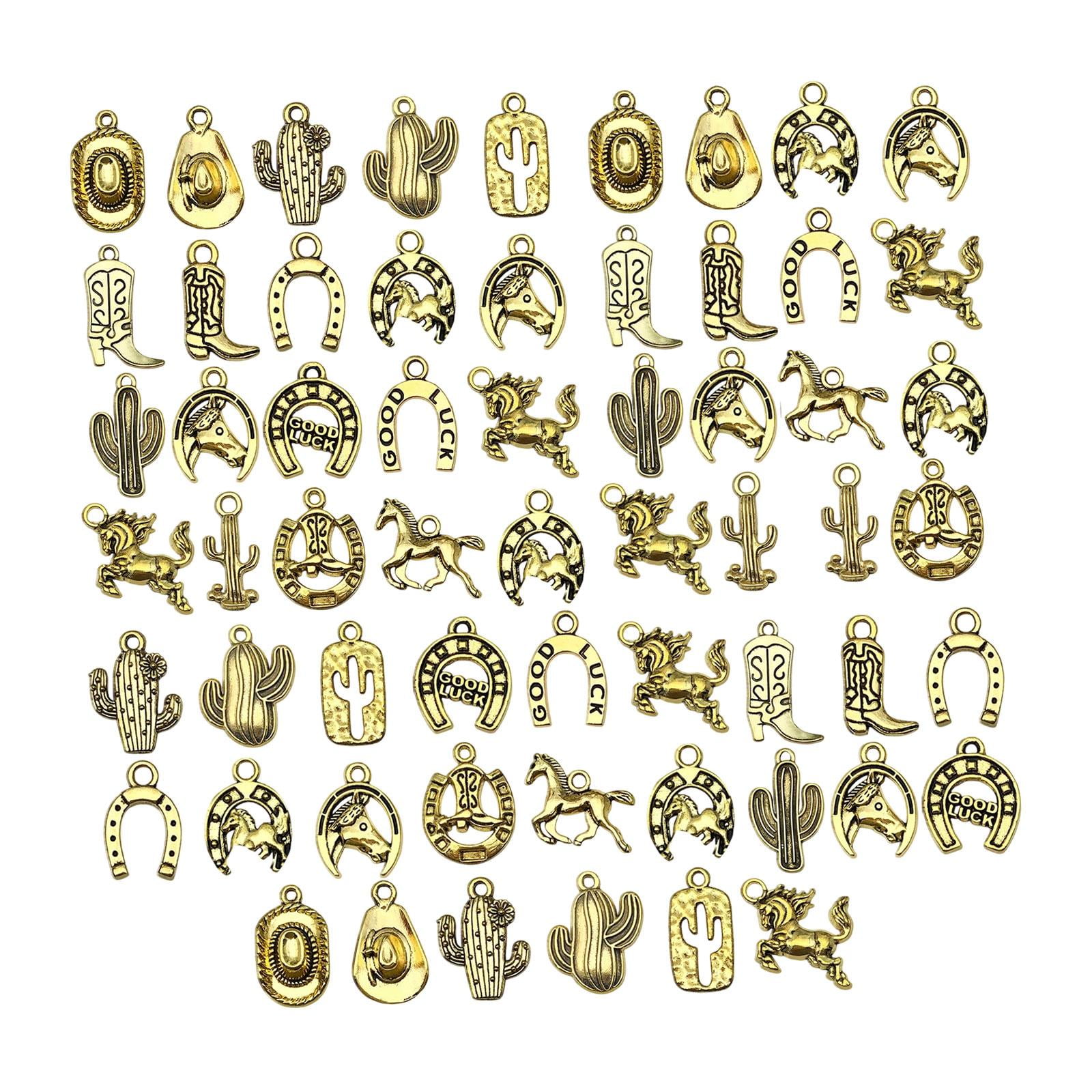 Bothyi - 60 Piezas De Dijes De Vaquero Occidental Vintage Para Hacer Joyas, Pulseras, Tobilleras, Oro