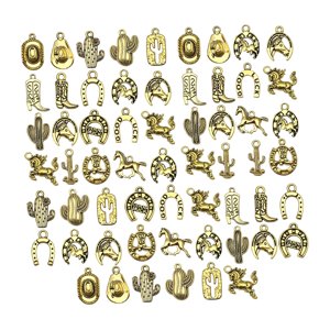 Bothyi - 60 Piezas De Dijes De Vaquero Occidental Vintage Para Hacer Joyas, Pulseras, Tobilleras, Oro
