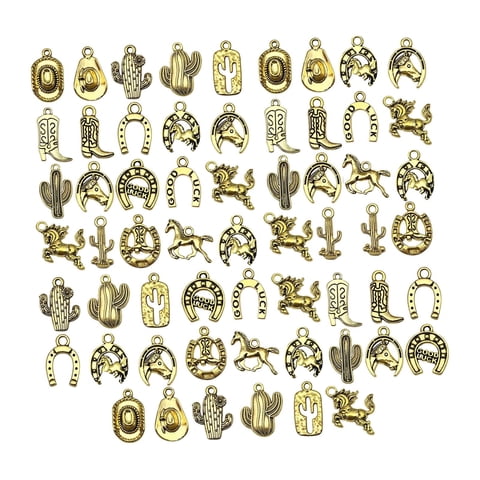 Bothyi - 60 Piezas De Dijes De Vaquero Occidental Vintage Para Hacer Joyas, Pulseras, Tobilleras, Oro