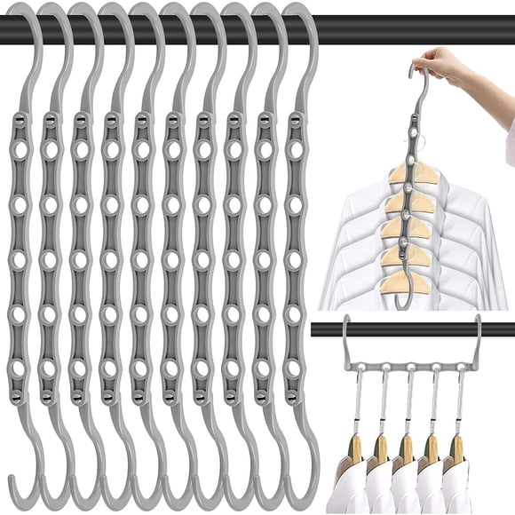 Colgador ahorra espacio DUCOO 10 unidades gris 13.6 kg