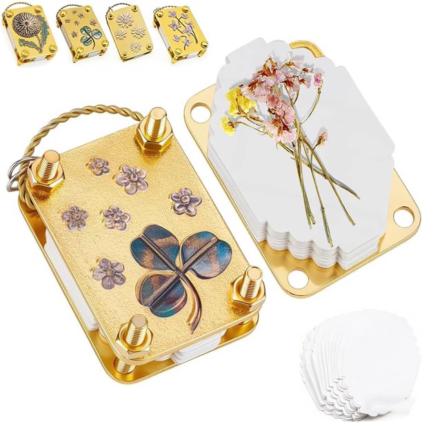 Mini prensa flores llavero kit con 20 papeles portátil flores miniatura secado arte