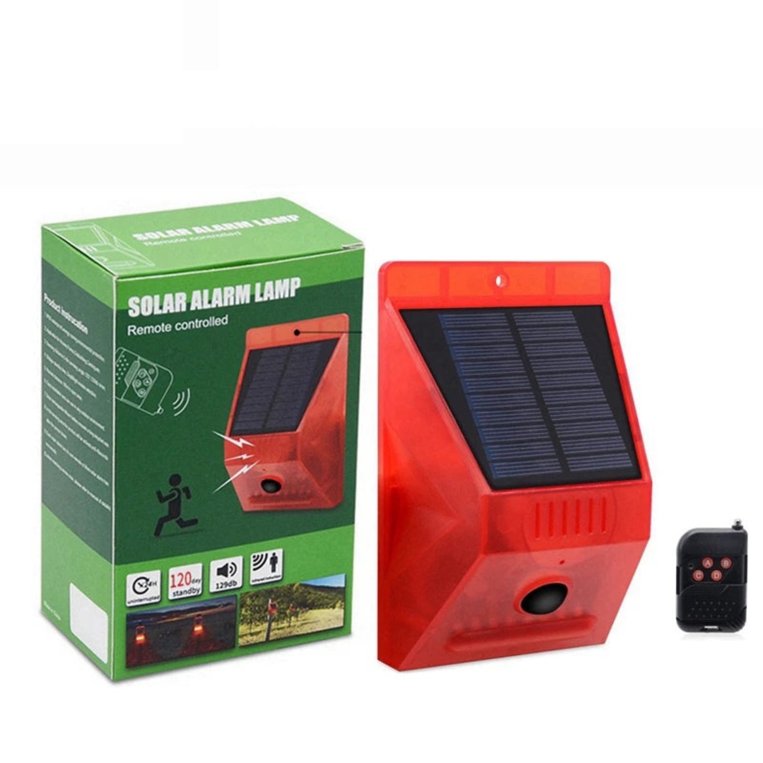 Genérico - Lámpara De Alarma Solar Con Sensor De Movimiento Control Remoto De 433 Mhz 120 Db