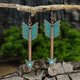 thumbnail image 1 of 3pairs Vintage Geometric Earrings - Ancient Copper with Matchy Blue Design - Simple and Stylish Fashion Accessory, 1 of 5