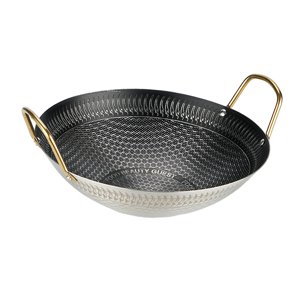 Magideal - Kadhai Indio Utensilios De Cocina Salteado Manijas Dobles Manijas De Bote Seca Sartén Porta Para Alimentos Freying Guisando Vegetales De Diámetro 26 Cm