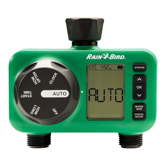 Temporizador de riego Rain Bird HET200 a pilas, 2 puertos