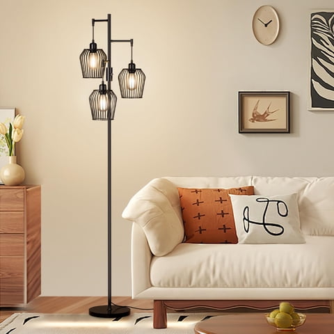 Lámpara De Pie Sibrille Regulable 27W 110-240V Black Metal