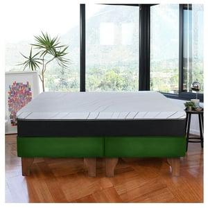 Latam Home - Cama Europea Zen Pro Colchon Resortes 2 Plazas Base Dividida Tela Verde