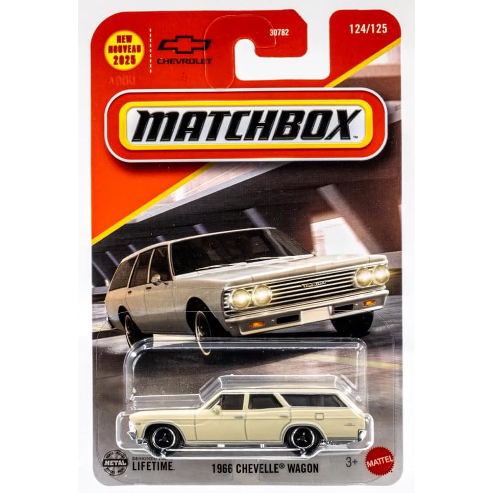 Hot Wheels - Vehículo De Juguete Fundido A Presión Matchbox 1966 Chevelle Wagon A Escala 1:64
