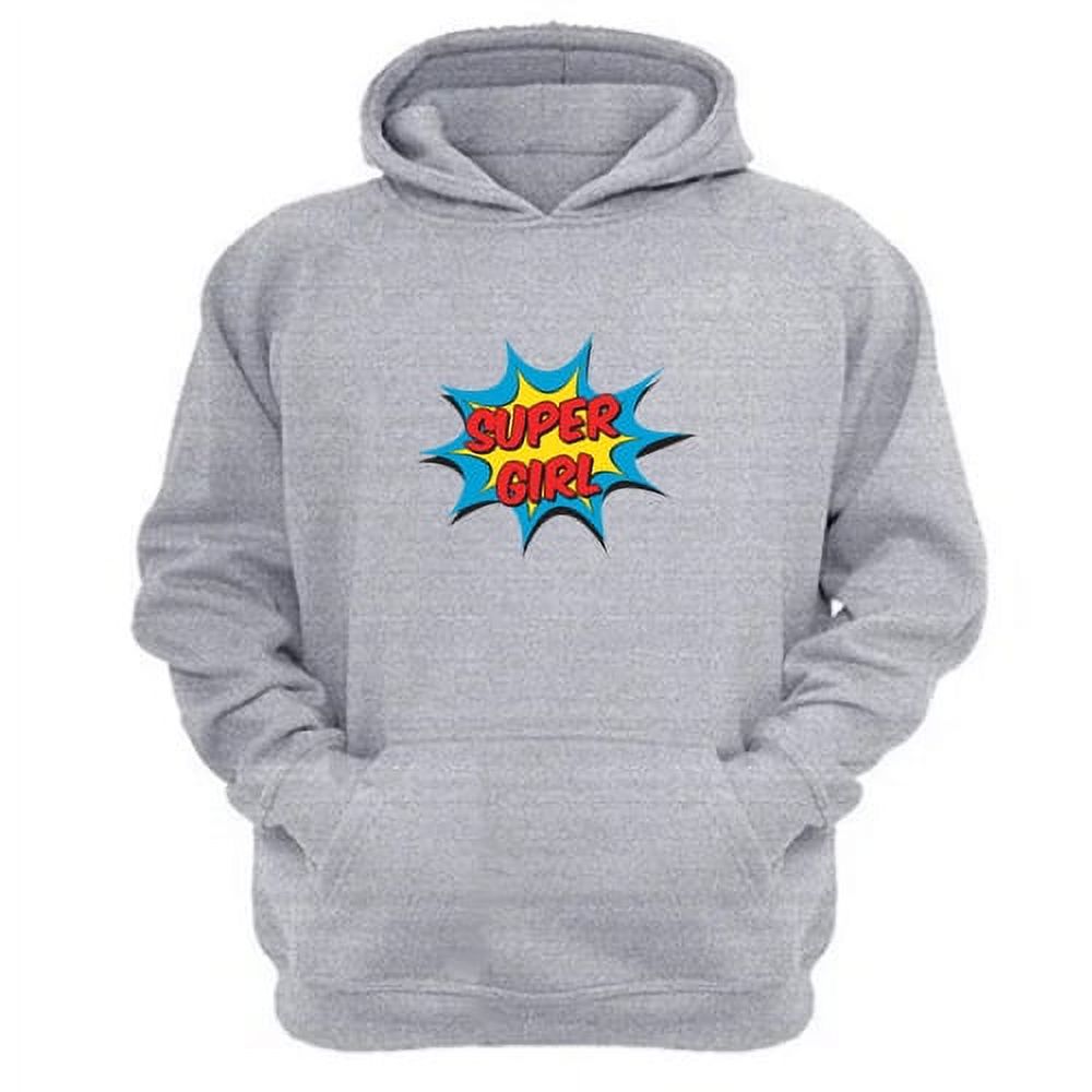 Genérico - Polerón Canguro Super Girl Gris Claro Talla S Unisex
