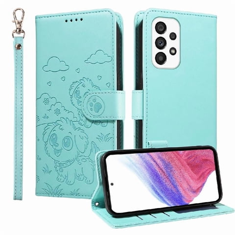 Funda Billetera Foxdock Compatible Con Samsung Galaxy A53 5G, Diseño Perrito Tierno, Ranuras Para Tarjetas Y Soporte Plegable