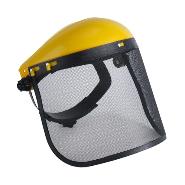 Protectores faciales forestales profesionales con visera de malla metálica buena ventilación multipropósito ajustable para registro de corte eléctrico Amarillo
