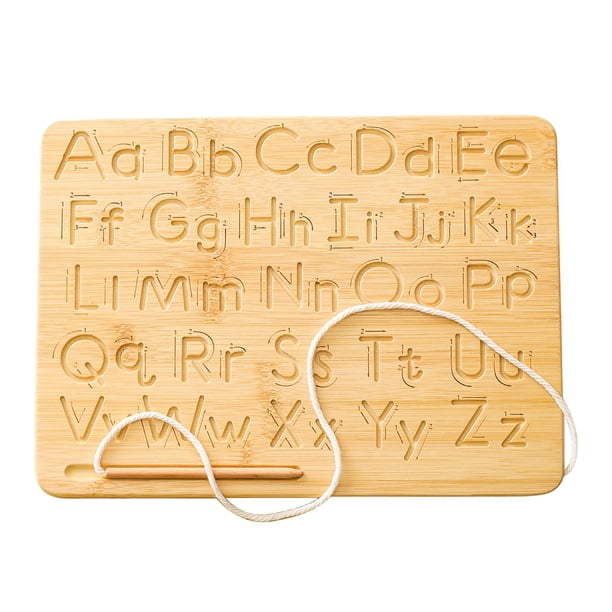 Tablero De Práctica De Letras De Madera Con Bolígrafo, Tablero De Ejercicio De Doble Cara Para Niños