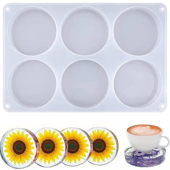 Molde de Silicona para Posavasos Redondos C MY de 6 Cavidades de 10 cm
