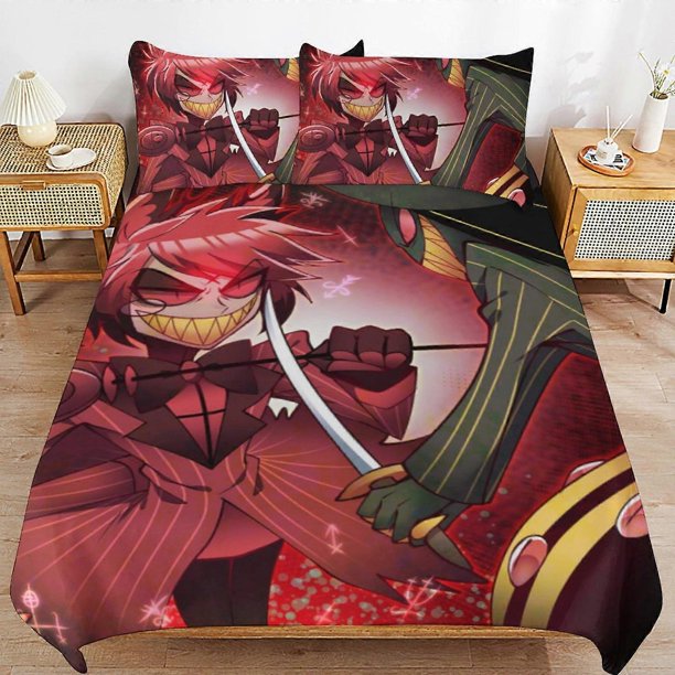 Hazbin Hotel Helluva Boss Bedding Set Duvet Cover Comfortable and Lightweight Cartoon Bedding3 Piece