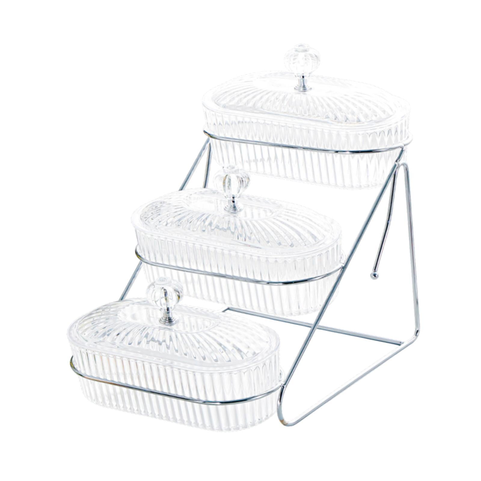 Magideal - Tazón De Frutas Plátano De Torta De Postres De Fruta Seca Con Soporte Para Servir Bandeja De Aperitivo Para Fiestas Cocina De Boda , Claro, 3 Capas