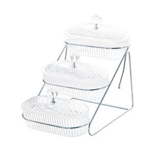 Magideal - Tazón De Frutas Plátano De Torta De Postres De Fruta Seca Con Soporte Para Servir Bandeja De Aperitivo Para Fiestas Cocina De Boda , Claro, 3 Capas