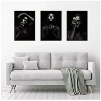 Genérico - Cuadros Decorativos Retrato Mujer Africana Pack X 3 Uds 35X50 Cm C/U