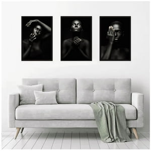 Genérico - Cuadros Decorativos Retrato Mujer Africana Pack X 3 Uds 35X50 Cm C/U