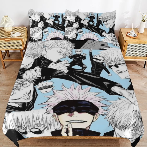 Jujutsu Kaisen Gojo Bedding Set Duvet Cover Comfortable and Lightweight Cartoon Bedding 3 Piece Bed Set Twin(1 Duvet Cover and 2 Pillowcase)