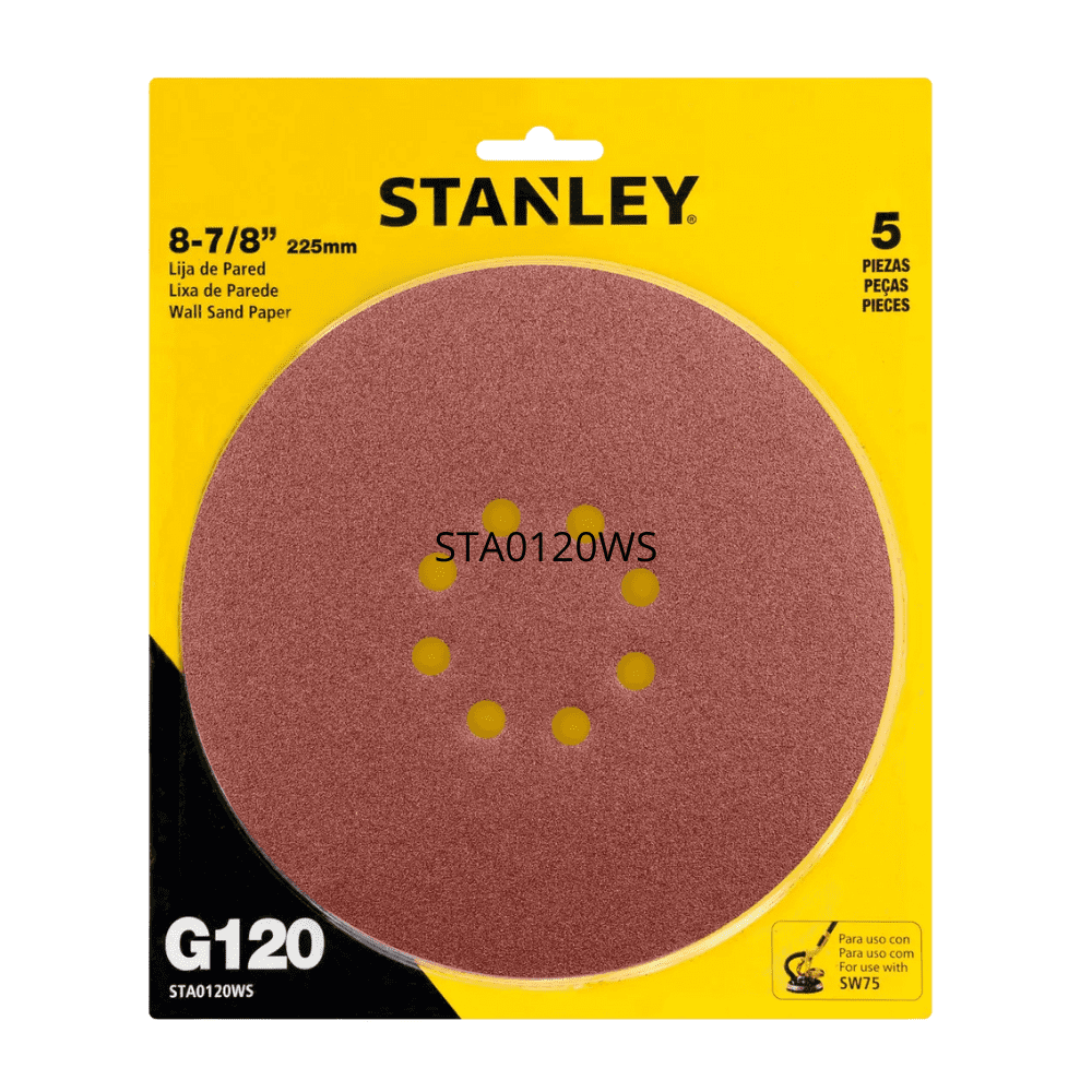 Disco Lijador Grano 120 De 8-7/8" 225mm 5 Unidades Stanley