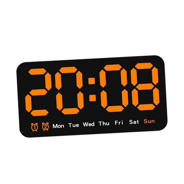 Reloj digital LED de escritorio despertador temperatura portátil escritorio reloj de pared reloj electrónico para dormitorio salón hogar sala de estar Naranja