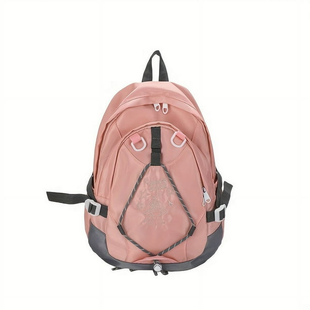Drawstring Design Schoolbag For Students, Y2K Large Capacity Travel Backpack, Aesthetic Star Embroidery Rucksack