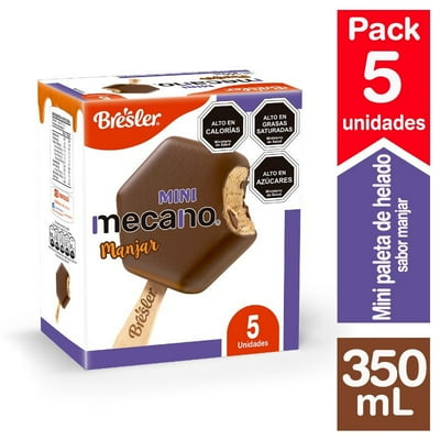 Helado Paleta Mecano Manjar 5 Un Caja 350 Ml Bresler