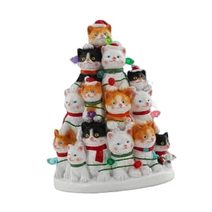 Bothyi - Figura En Miniatura De Gato Navideño Iluminado, Preciosa Figura Hecha A Mano Para Estanterías, 13,5 X 18 Cm