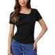 thumbnail image 1 of INSPIRE CHIC Top de Manga Corta para Mujer con Fruncido, Camiseta de Salida, Ajuste Ceñido, Blusa Básica S Negra, 1 of 6