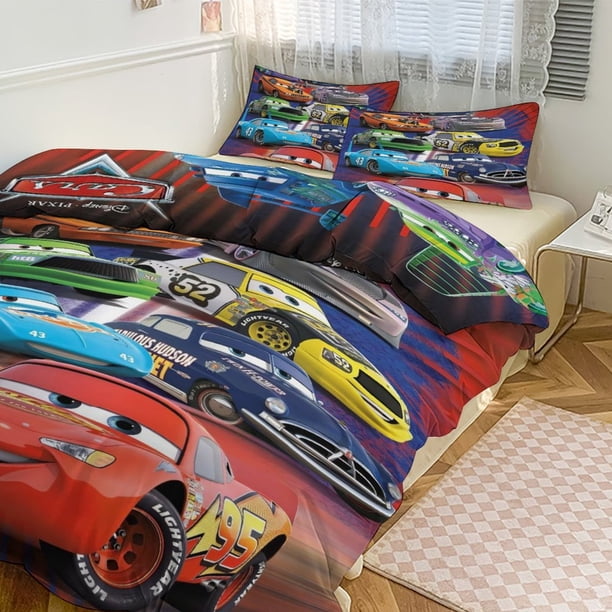Cars Lightning McQueen Boys 3 Piece Bedding with 1 Flat Sheet And 2 Pillowcases Twin Bed Sheets