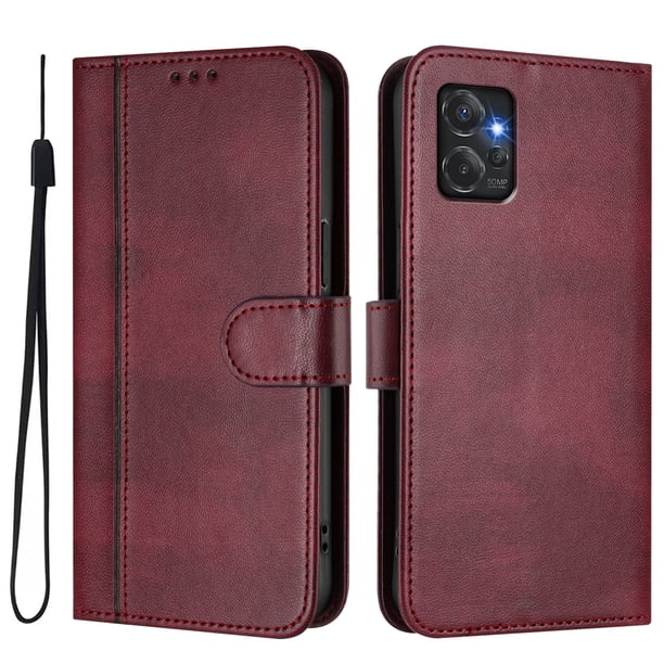 Funda Cartera para Motorola Moto G Power 2023 Protección 360° con Ranuras para Tarjetas y Soporte Rojo
