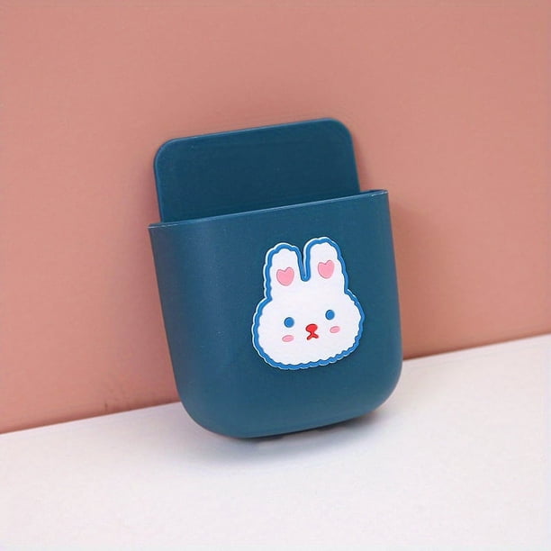 1pc Cute Cartoon Bedside Mobile Phone Hanging Rack with Stationery Pen Office Storage Box & Makeup Brush Wall Hanging Rack