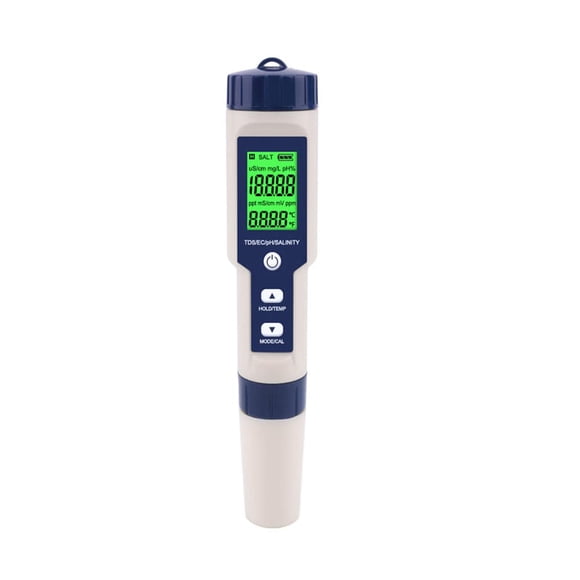 Medidor de pH Gomass 5 en 1 portátil para agua – TDS/EC/Salinidad/Temperatura