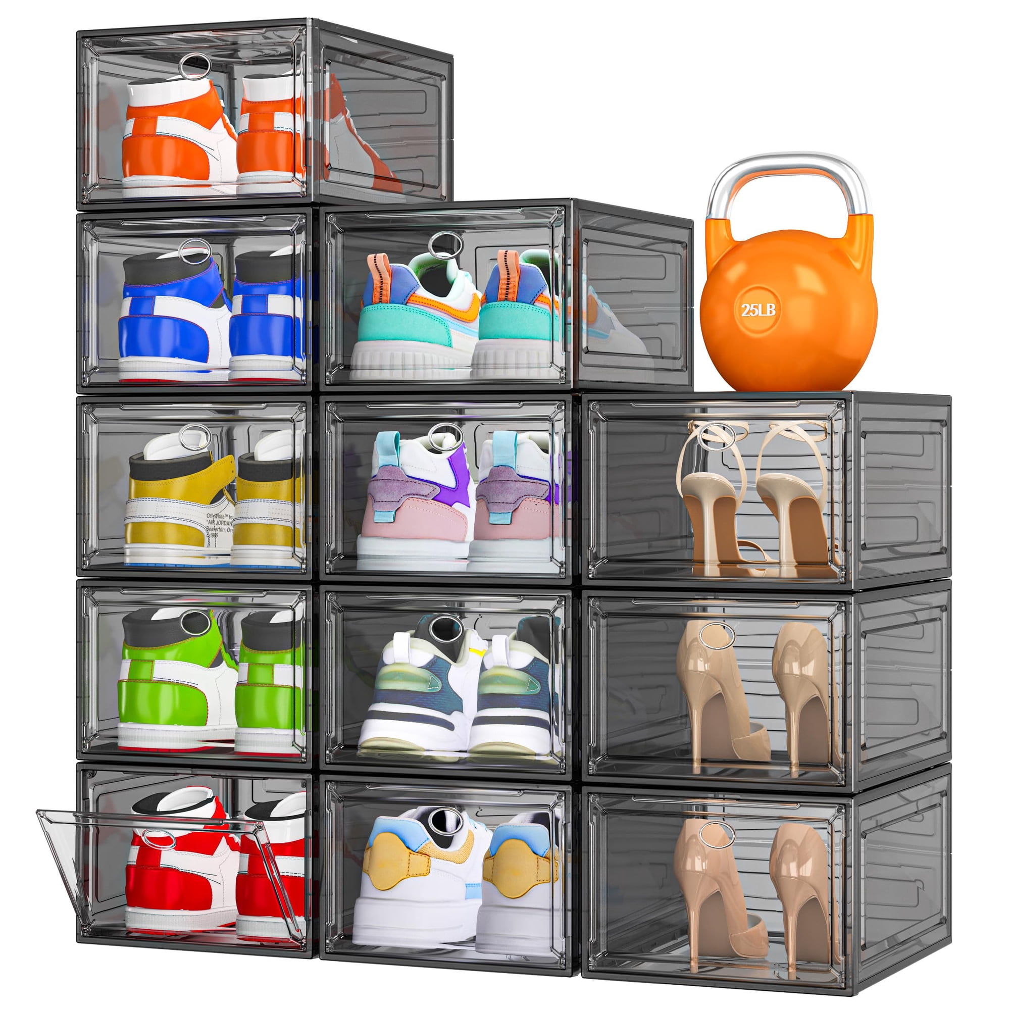 7 Code - Organizador De Almacenamiento Para Zapatos Apilable Transparente 12 Unidades