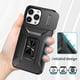 thumbnail image 5 of Funda Armada para iPhone 13 Pro Max con Tapa Deslizante y Soporte Magnético Giratorio Negro, 5 of 5