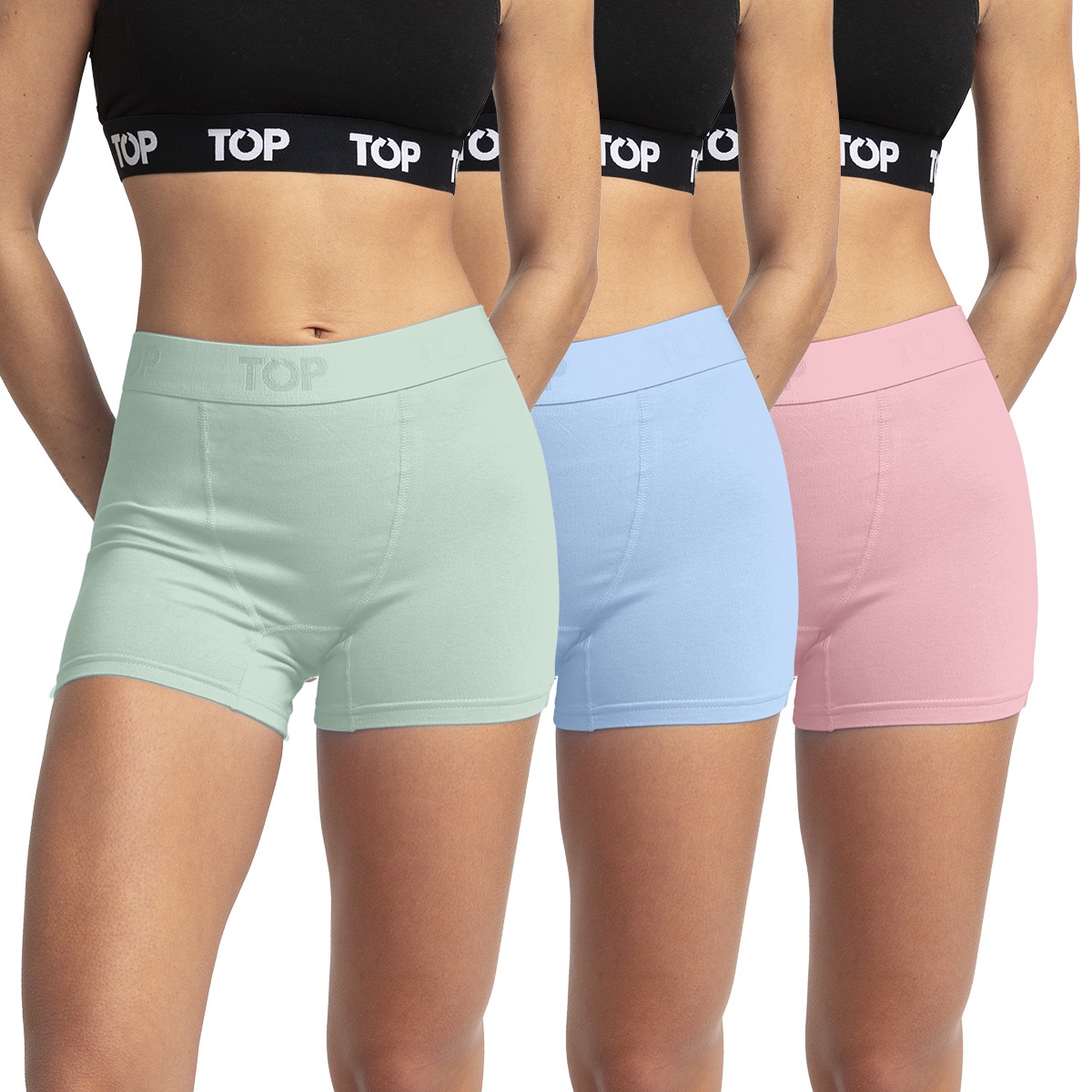 Top - Bóxer Corto Mujer Algodón Pack 3 C4