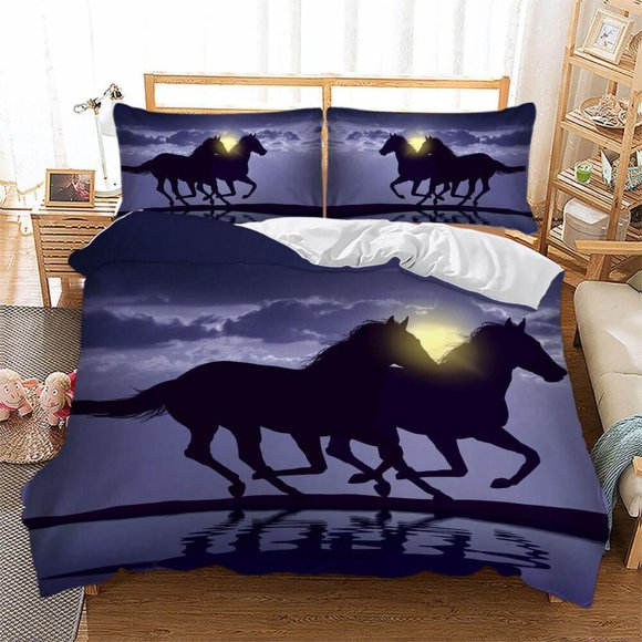 Sunset Horse Quilt Duvet Cover Set Home Textiles Bedspread Super 3-Piece Bedding Set