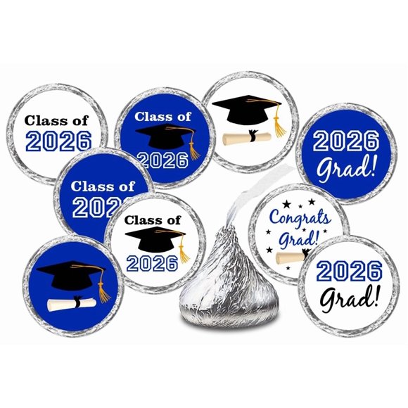 Pegatinas RokAPary para Favor de Fiesta de Graduación 216 uds Azul