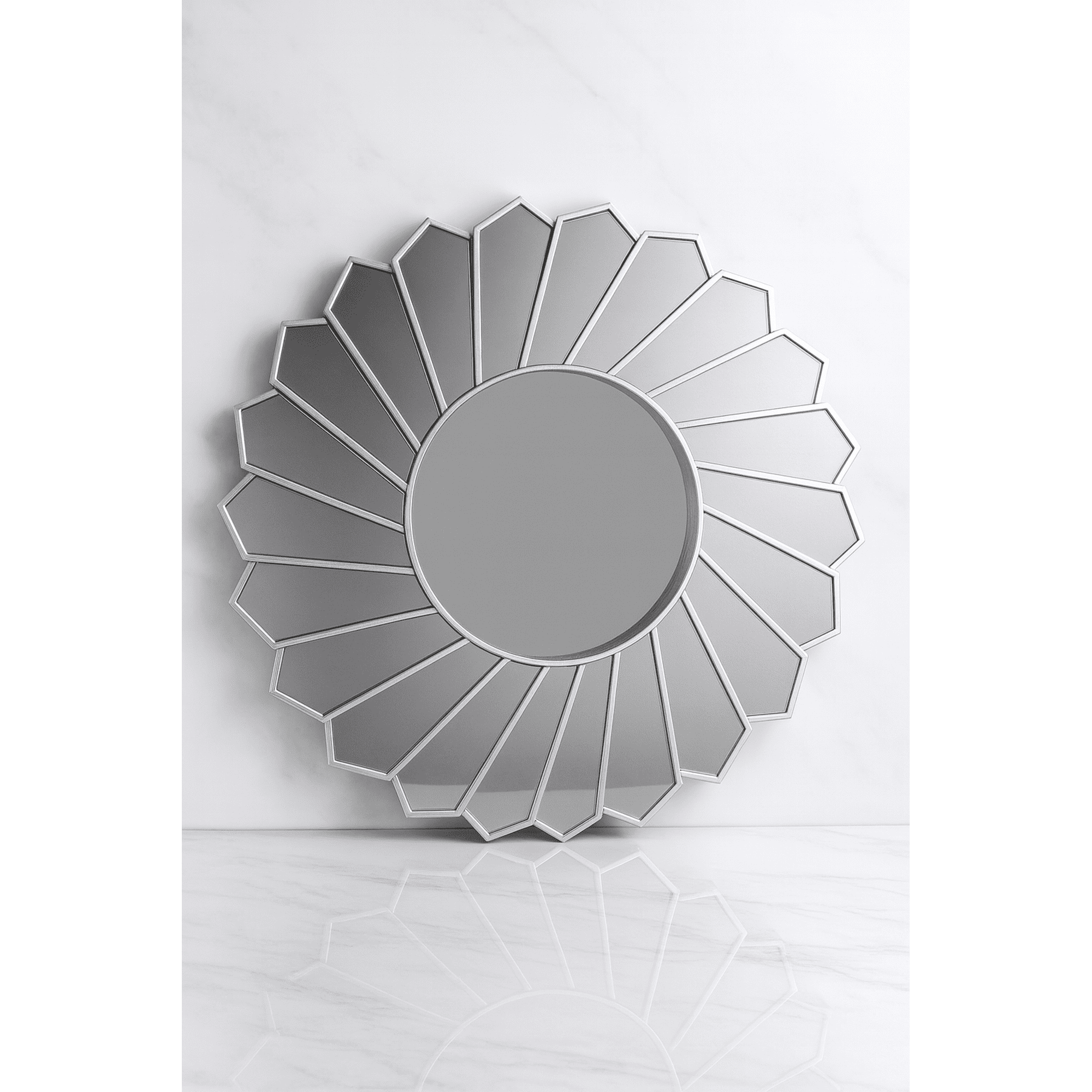 Decostilo - Espejo Redondo Decorativo Con Diseño Geométrico 61x61x3cm