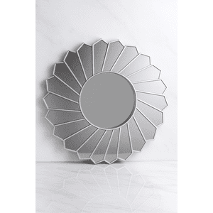 Decostilo - Espejo Redondo Decorativo Con Diseño Geométrico 61X61X3Cm