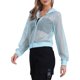 thumbnail image 4 of INSPIRE CHIC Chaqueta con puños acanalados para mujer Sudadera con capucha Chaqueta bomber de malla M Azul claro, 4 of 6