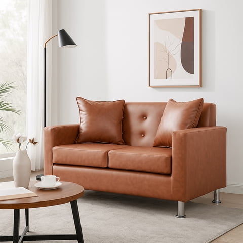 Mbc - Sofá 2 Cuerpos New Mallorca Cuero Sintético Pu Café