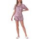 thumbnail image 2 of INSPIRE CHIC Conjunto de Pijama de Satén para Mujer, Manga Corta de Seda, Camisón Abotonado con Ribete en Contraste y Pantalones Cortos para Primavera Verano M Rosa, 2 of 6