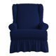 thumbnail image 4 of Funda De Butaca Universal Seersucker Wingback Con Faldas Con Volantes Azul, 4 of 5