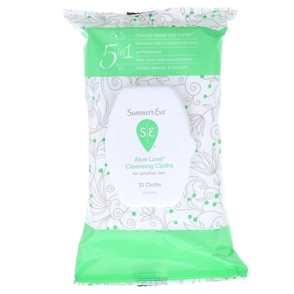 Toallitas femeninas Summer's Eve Aloe Love con pH balanceado 32 unidades