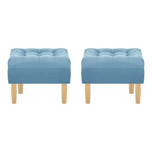 Bodevir - Set Pouf Wood 1C Felpa 05 Azul Petroleo
