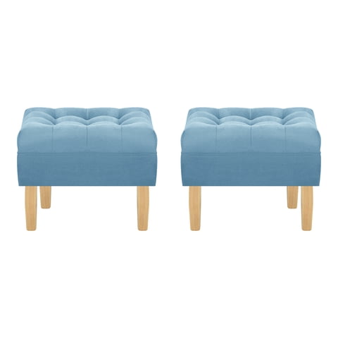 Bodevir - Set Pouf Wood 1C Felpa 05 Azul Petroleo