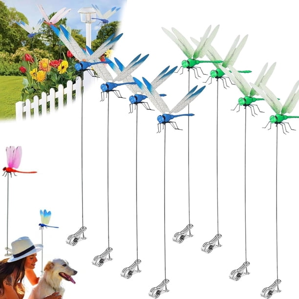 12 clips libélula repelente insectos 3D artificial decoración jardín sombrero