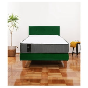 Latam Home - Cama Europea Zen Best 1.5 Plaza Tela Velvet Verde + Respaldo