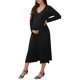 thumbnail image 4 of INSPIRE CHIC Vestidos de Maternidad para Mujeres Botón Plisado Tejido Manga Larga Sesión de Fotos Embarazo Vestido Maxi 2XL Negro, 4 of 6